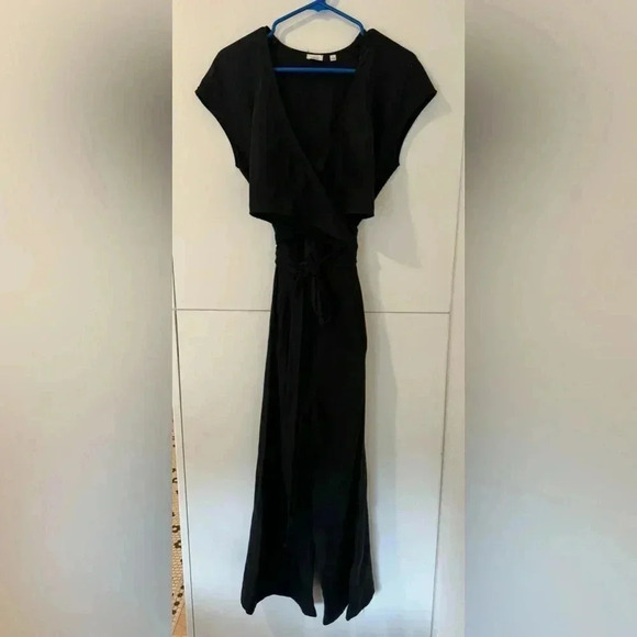 Aritzia Wilfred Brax Black Linen Wide Leg Jumpsuit - Picture 3 of 7
